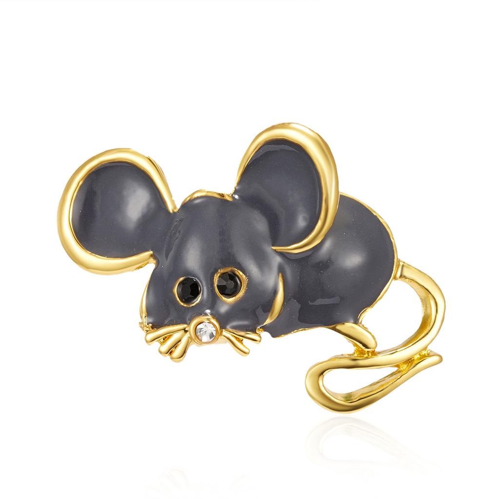 Cartoon Black White Enamel Mouse Brooches For Women Lovely Animal Lapel Pins Funny Rats Backpack Bag Badge Party Jewelry Gifts