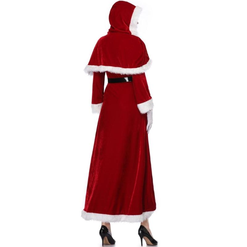 Santa Costume Mrs Santa Christmas Costume Woman Outfit Christmas Long Dress New Year Party Set