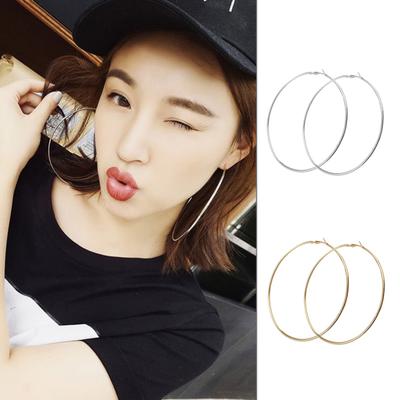 Women Big Circle Charm Statement Hoop Earrings Evening Party Jewelry