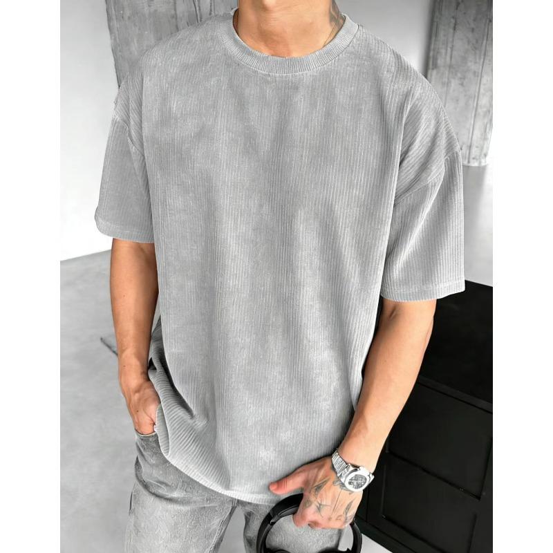 Neues einfarbiges lässiges trendiges Rundhals-Kurzarm-Herren-T-Shirt