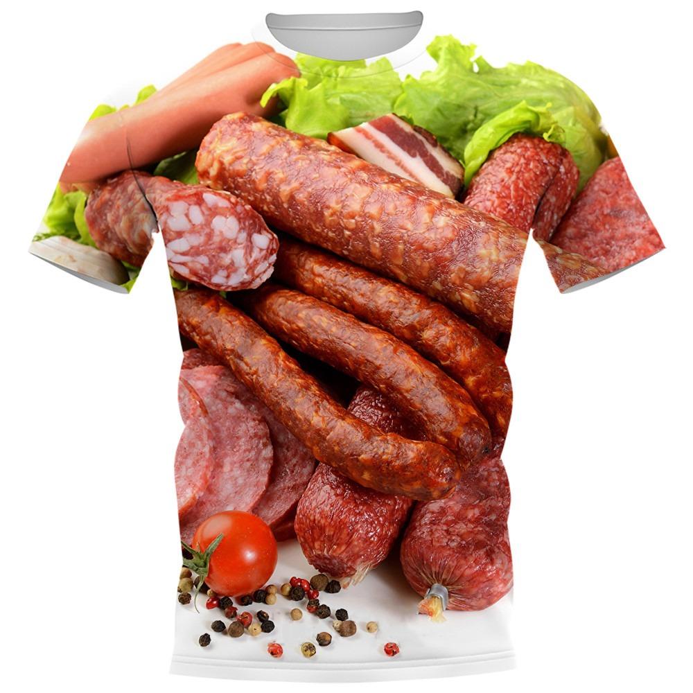 Funny Sausage Food 3D Print T-Shirts Men Women Casual O-Neck Short Sleeve T Shirt Oversized Harajuku Y2k Tops Tees Kids Clothing