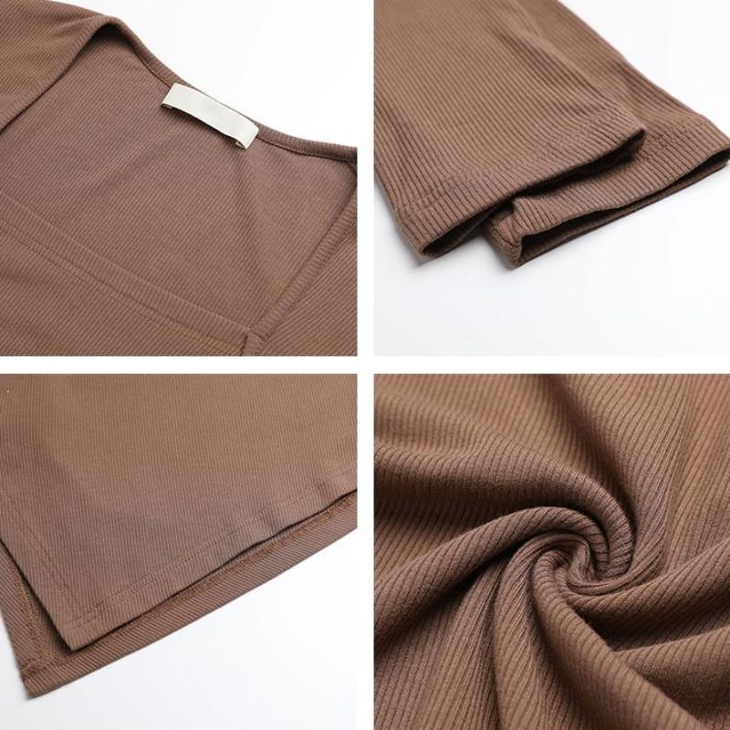 Dámská podzimní spodní košile Všestranné jednobarevné tričko se čtvercovým výstřihem