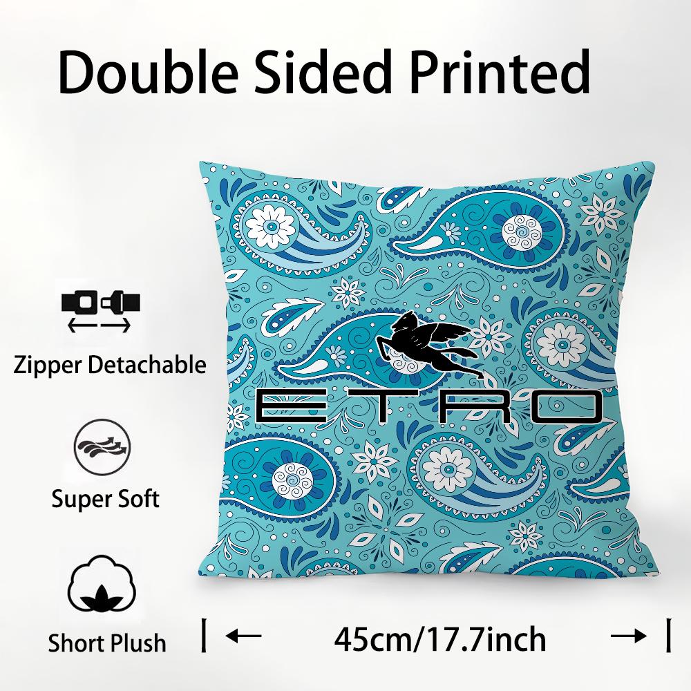 Design Classico E-Etro Federa Cuscino Tessuto Peluche Morbido Stampa Double Face Copricuscino Divano Copricuscini