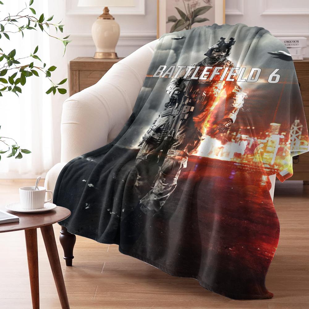 B-battlefield 6 Weiche Flanelldecke Sommerdecke Leichte Gemütliche Nickerchen-Decke für Sofa Bett Reise