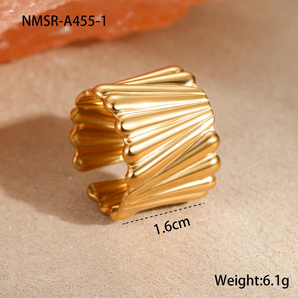 GEMCHIC Women s Minimalist Wide Band Adjustable Ring with Vertical Line Texture Stainless Steel Geometric Statement Jewelry One size fits all