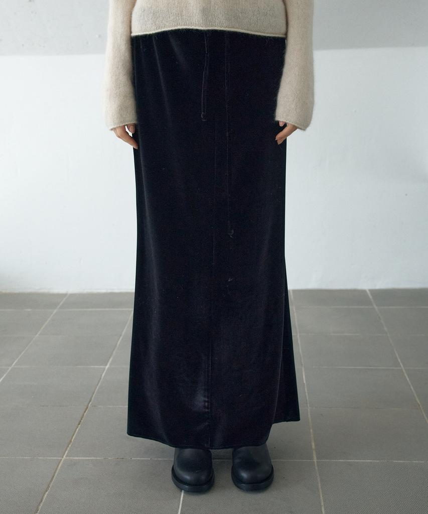 Awi Velvet Jersey Skirt_Black