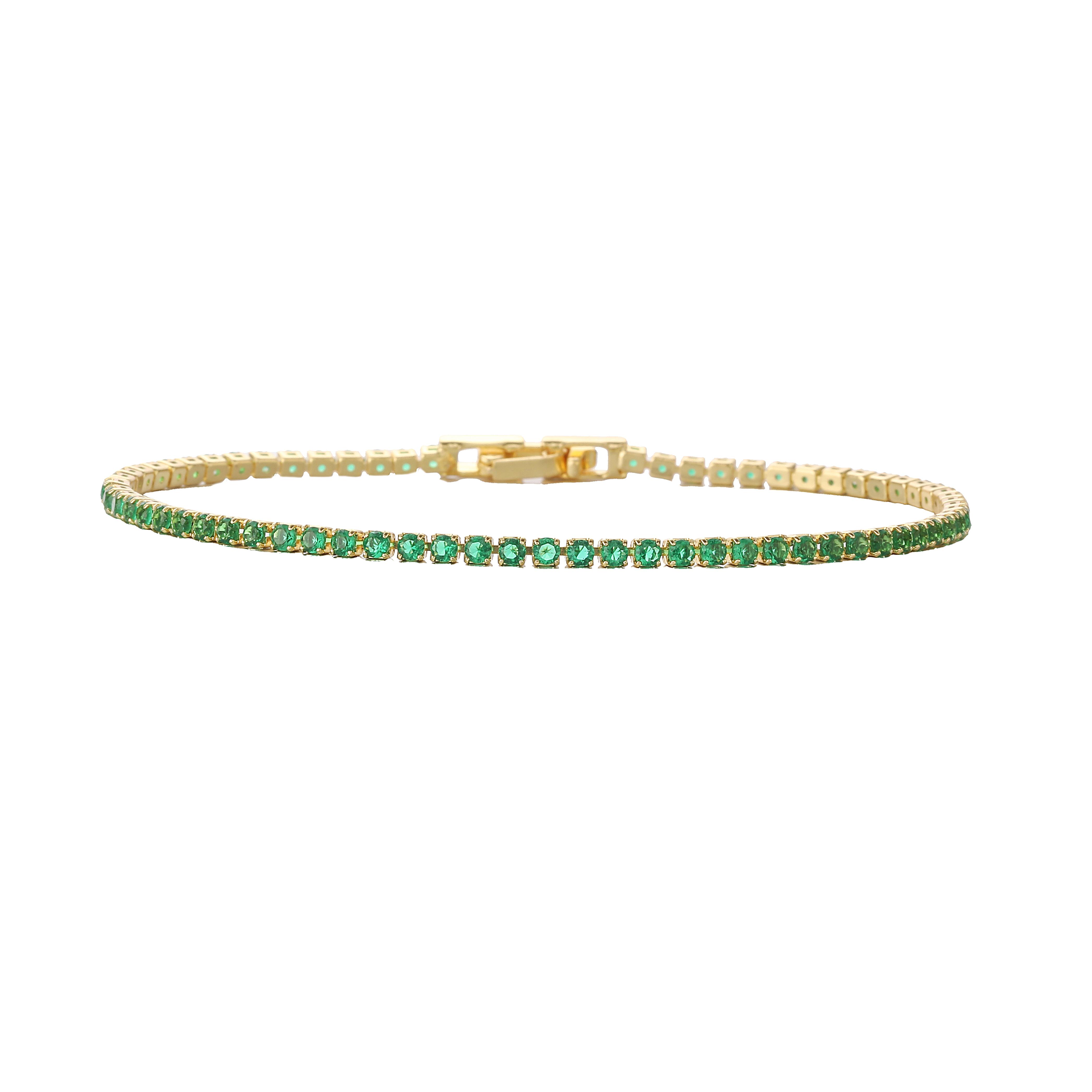 

HECHENG Copper Gold Plated Sparkling Bracelet with High Quality Color Zirconia Single Row Simple Accessories Suitable for Women