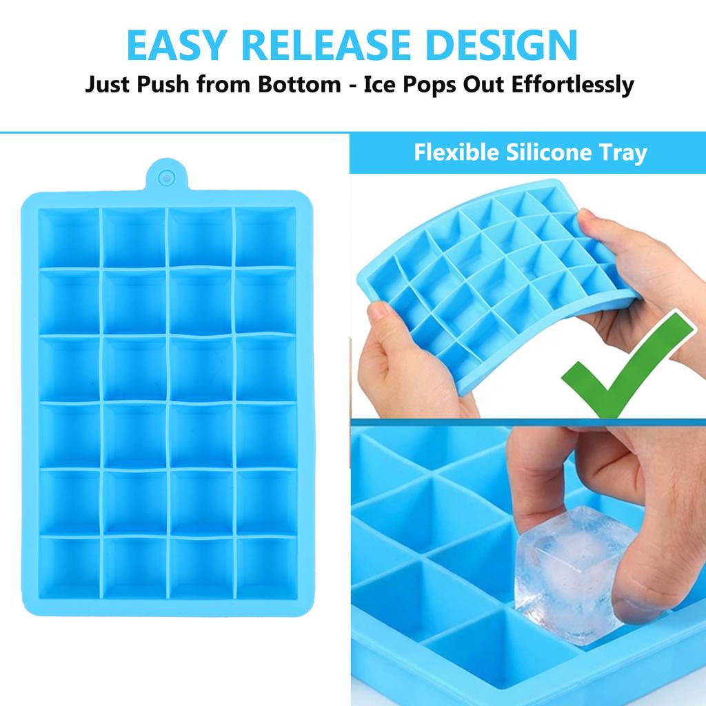 24 Grids Silicone Ice Cube Mold Square Freezer Molds With Lids Trays Ice Cream DIY Cold Drinks Whiskey Cocktails Tools Ice Mold