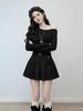 2026 Spring Retro Pleated High-Waisted Suede Skirt - Women's Slimming, Leg-Lengthening Academy Style