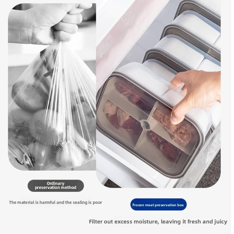 Multicompartment Plastic Food Organizer With Leakproof Seal For Refrigerator And Freezer Use
