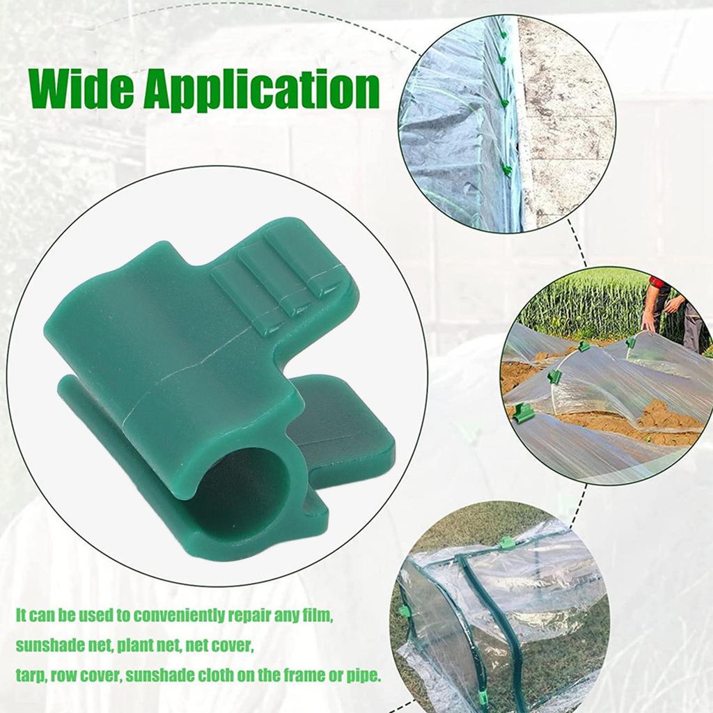 24pcs Greenhouse Clamps Single Head Row Cover Netting Tunnel Hoop Clips Insect Proof Shed Film Shading Net Rod Clips