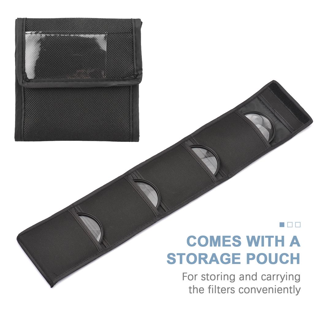 Camnoon 49mm Close-up Filter Kit 4pcs(+1,+2,+4,+10) Macro Filters Close-up Lens Filter Set with