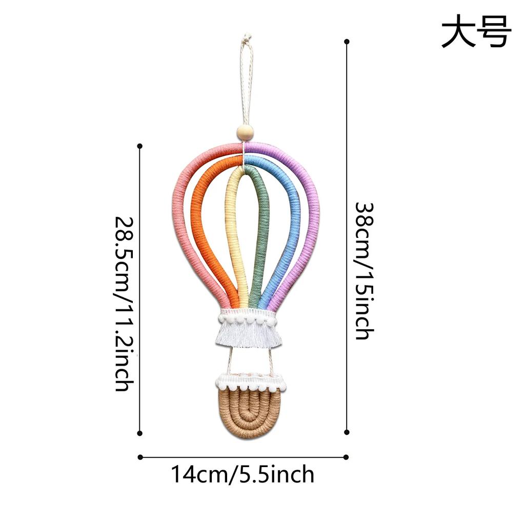 INS Macrame Rainbow Hot Air Balloon Hanging Decoration Rainbow Balloon Wall Decor for Kids Room Scandinavian Room Decor