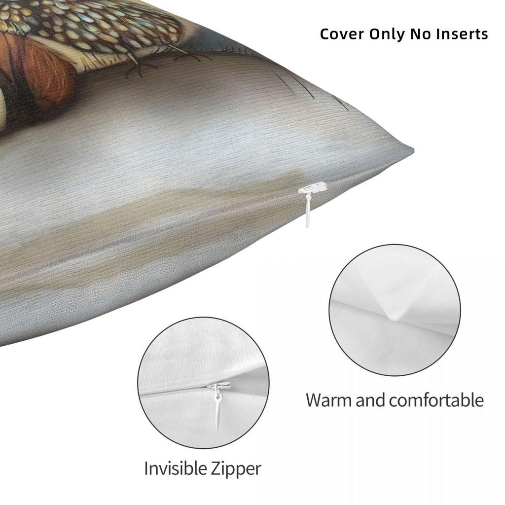 Fox And Owl Animal Square Pillowcase Polyester Linen Velvet Creative Zip Decor Pillow Case Bed Cushion Cover