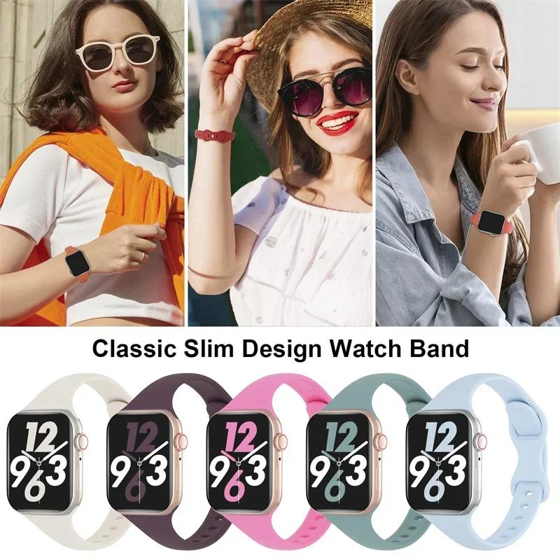 Slim Silicone band For apple watch 11 10 46mm Ultra 3-2 49mm series 9-8-7 41mm 45mm 44mm sport bracelet iwatch 4 6 5 SE 3 Strap