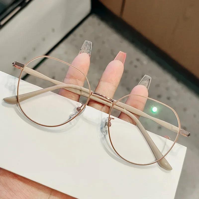 Oversized Round Frame Myopia Eyeglasses Fashion High Definition Near Sight Goggle Blue Light Blocking Eyewear 0-1.0-1.5-2.0-4.0