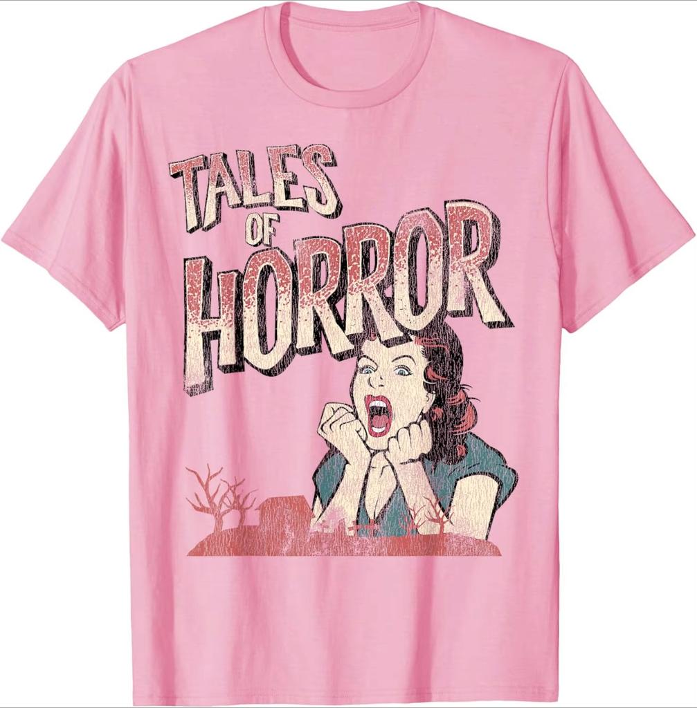 Vintage Horreur Film Poster Graphic Printing Summer pure Cotton Men's and Women's T-Shirts Street Autumn and winter innerwear