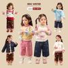 LUSON Baby Girl Fleece-Lined Denim Blue Straight-Leg Pants
