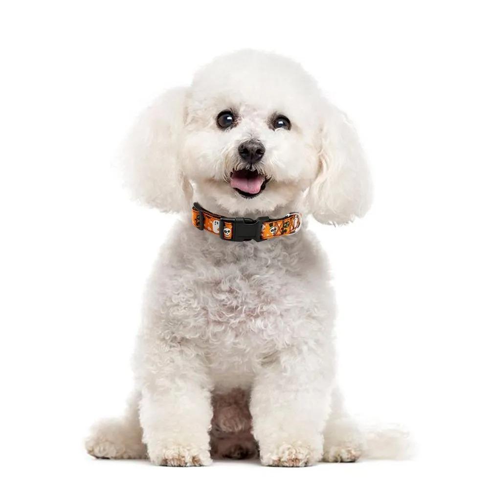 Orange Nylon Halloween Dog Collar Small Medium Large Pet Puppy Collar Adjustable