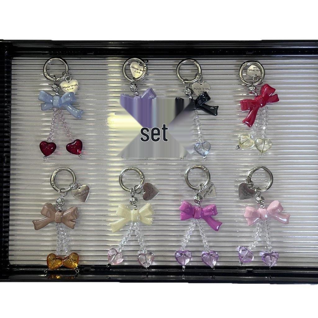 Cherry Heart Phone Chain & Bow Pendant Keychain Accessories