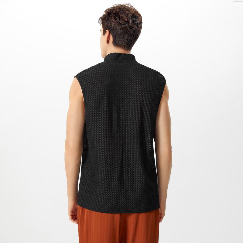 INCERUN Men Summer Sleeveless Mesh Sheer Tanks Transparent T-shirts