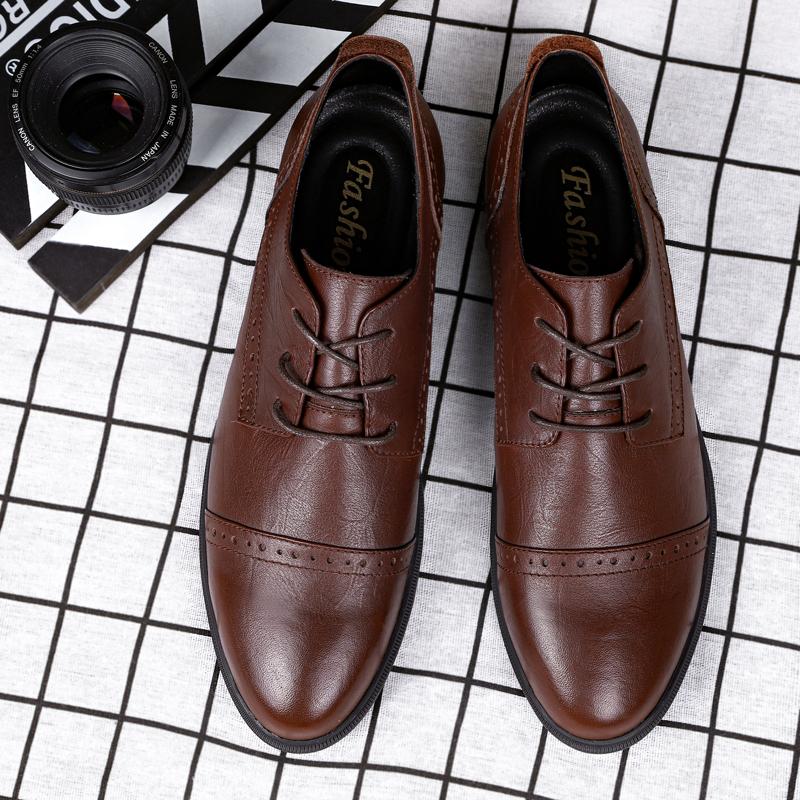 

Новая мужская кожаная обувь для мужчин, деловая обувь на шнуровке, модный минималистичный стиль, свадебная вечеринка, офис, мужская обувь 46 коричневый