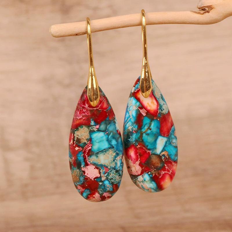 

Этнические серьги с камнями для женщин, модные винтажные серьги-подвески, эффектные украшения, подарки