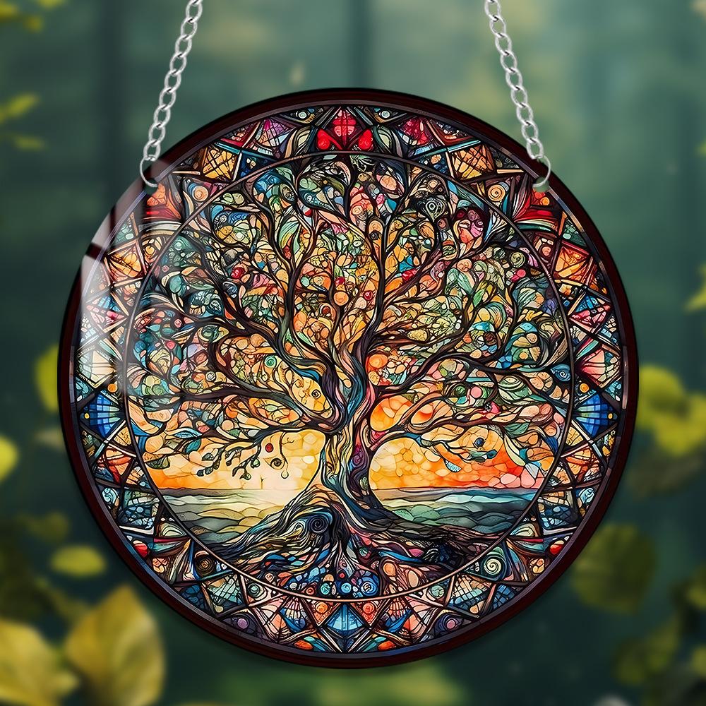 1pc Tree of Life Turtle Butterfly Dragonfly  Acrylic Home Wall Decoration Chain Pendant Pendant