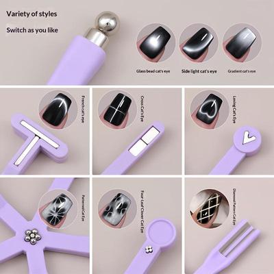 8-v-1 silná magnetická tyčinka multifunkční kočičí oko magnet na nehty pro UV gelový lak na manikúru designové pero nástroje