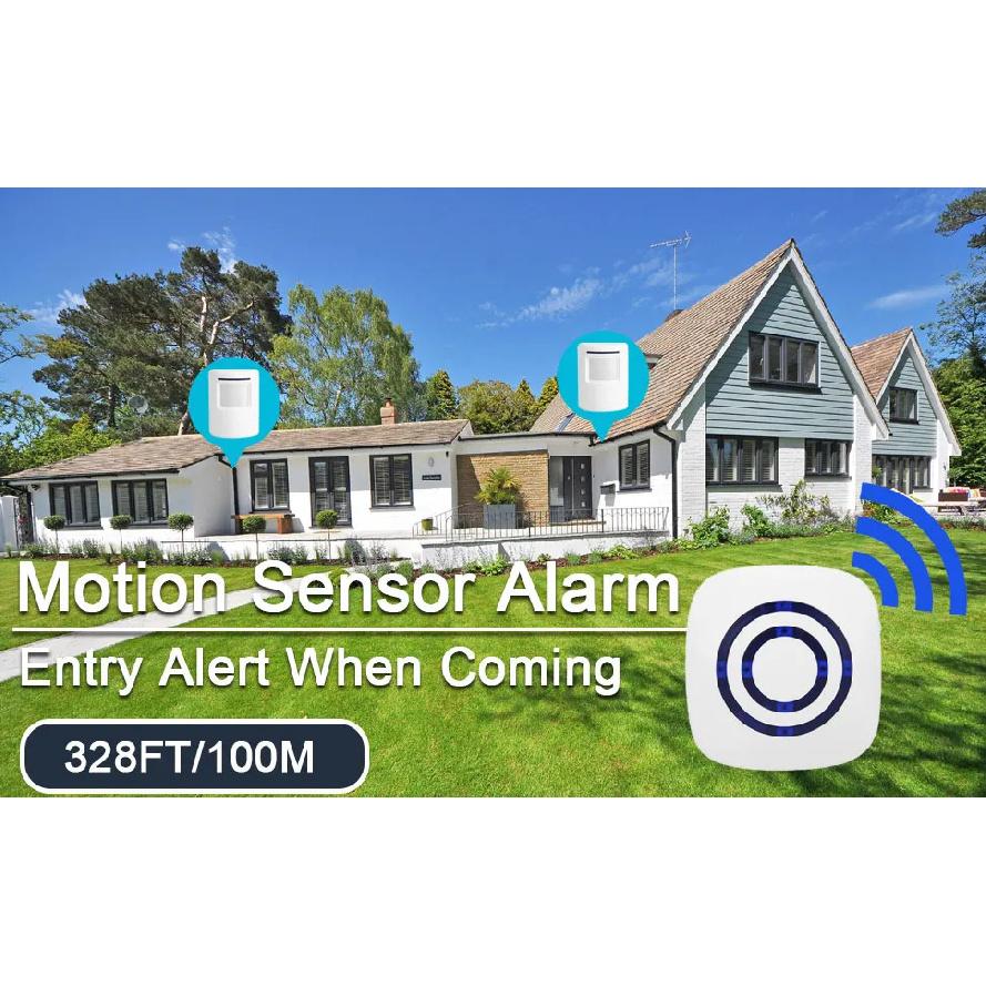 38 Chime Tunes Motion Sensor Alarm Wireless Driveway Alarm Indoor Home Motion Detector Long Range Security Alert Monitor System