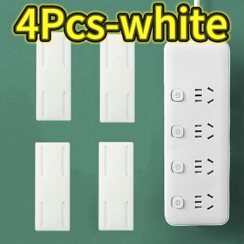1-4pc Self-adhesive Power Strip Organizer Fixer Wire Socket Power Strip Hanging Sliding Rail Plastic Home Cable Plug Holder Rack