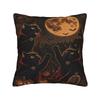 Halloween Black Cats Square Pillow Case Witchy Kitty Cushion Cover Awesome Zipper Decor Pillowcase for Home 40x40cm