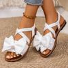 Fashion Women Sandals Summer 2025 Soft Bottom Flat Heel Sandals Butterfly Knot Casual Wear Sweet Slippers Fashionable Outdoor Shoes