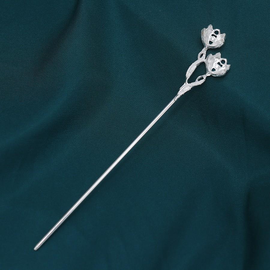 Retro Alloy Flower Branch Hairpin Diy Antique Hanfu Step Hairpin Electrophoresis Electroplating Double-Headed Hairpin