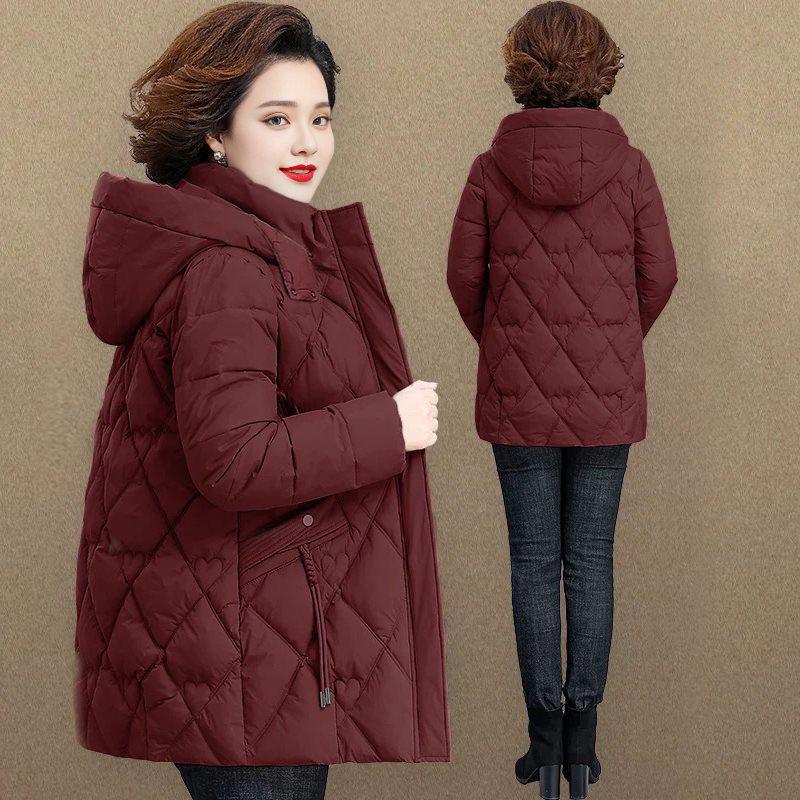 Mom's Winter Cotton Coat: Mid-Length Warm Jacket for Women, Middle-Aged & Elderly