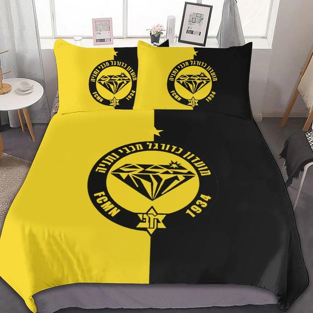 3D-gedrucktes Maccabi Netanya-Bettwäscheset, Bettbezug, Schlafzimmer-Tröster, Einzel-, Zwillings- und Kingsize-Bettbezug, Heimtextilien