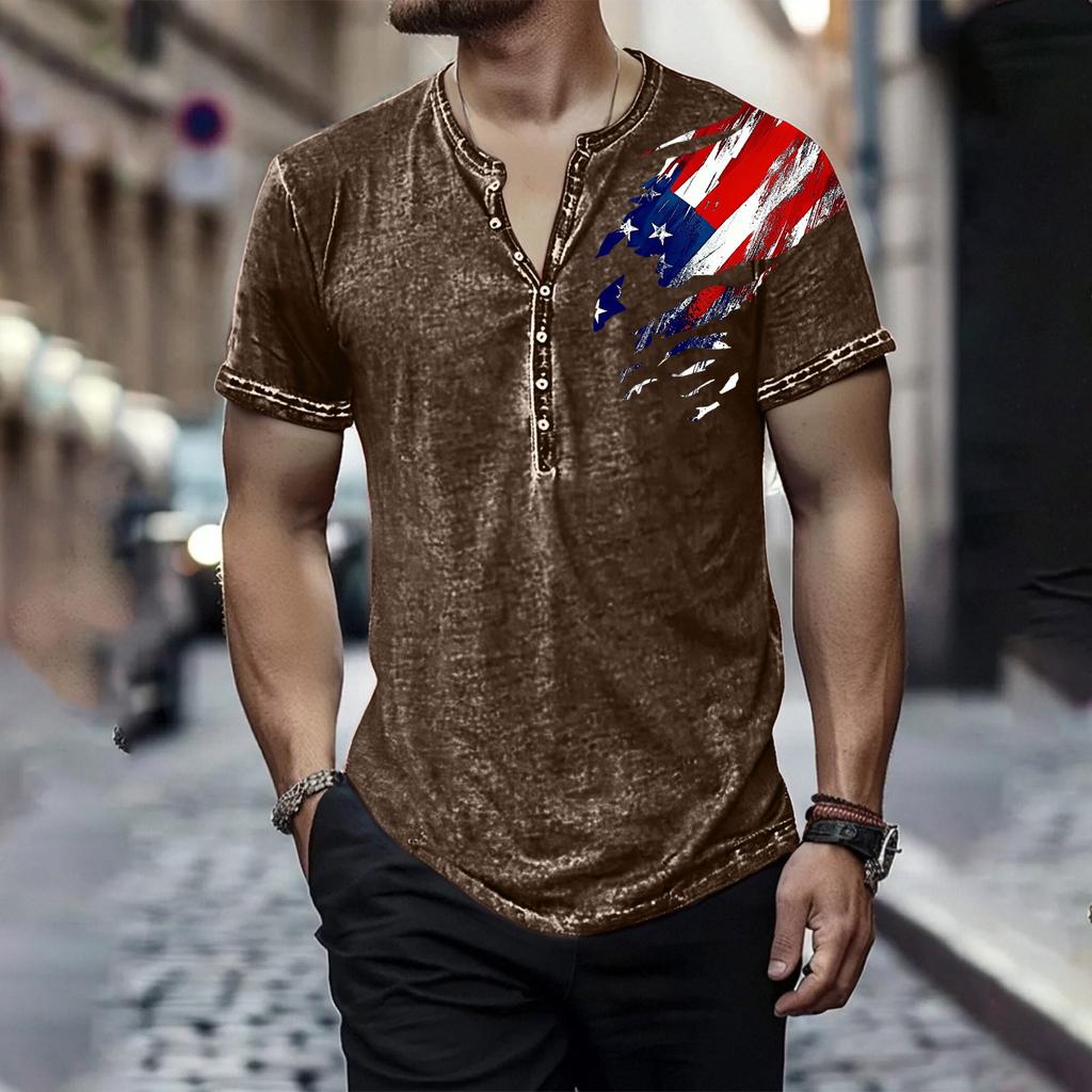 Men's Independence Day Printed Round-neck Short-sleeved T-shirt