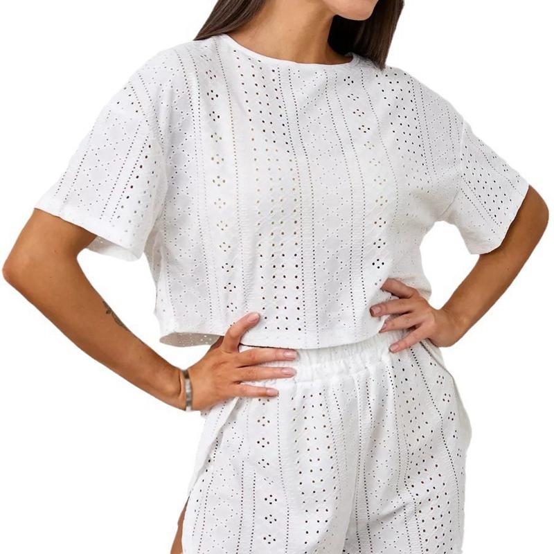 

Women Summer Pajama Set Loose Breathable T-shirt and Shorts Loungewear XL
