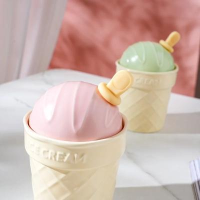320ML Cute Ice Cream Cone Ceramic Cup Girl Heart Red Mug High Appearance Level with Cover Scoop Water Cup Breakfast Cup