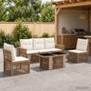Garden Sofa Set 6 pcs Beige and Cream White Poly Rattan