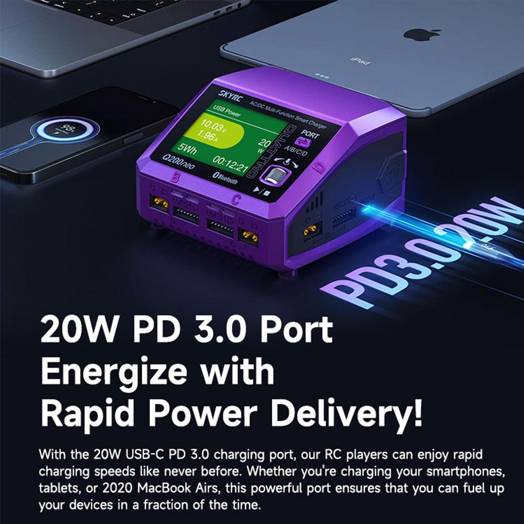 SKYRC Q200neo EU Plug Charger Lipo 4 Channel AC Battery Balance Charger Discharger AC200W DC400W 1-6S LiPo Smart Charger