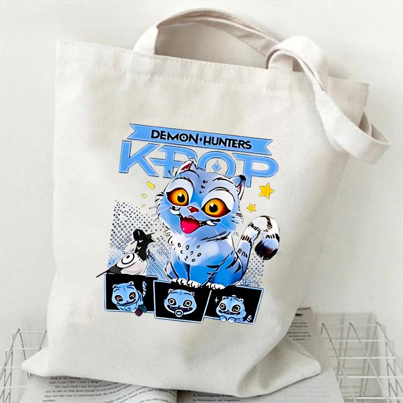 KPOP Dämonenjäger Tigerdruck Canvas Tasche Einzelner Schulterrucksack Student Tragbare Einkaufstasche