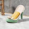 1pc Elegant Black & White High-Heel Soap Holder with Golden Bow - Non-Slip, Lightweight, Multi-Functional Grid Design for Bathroom Decor