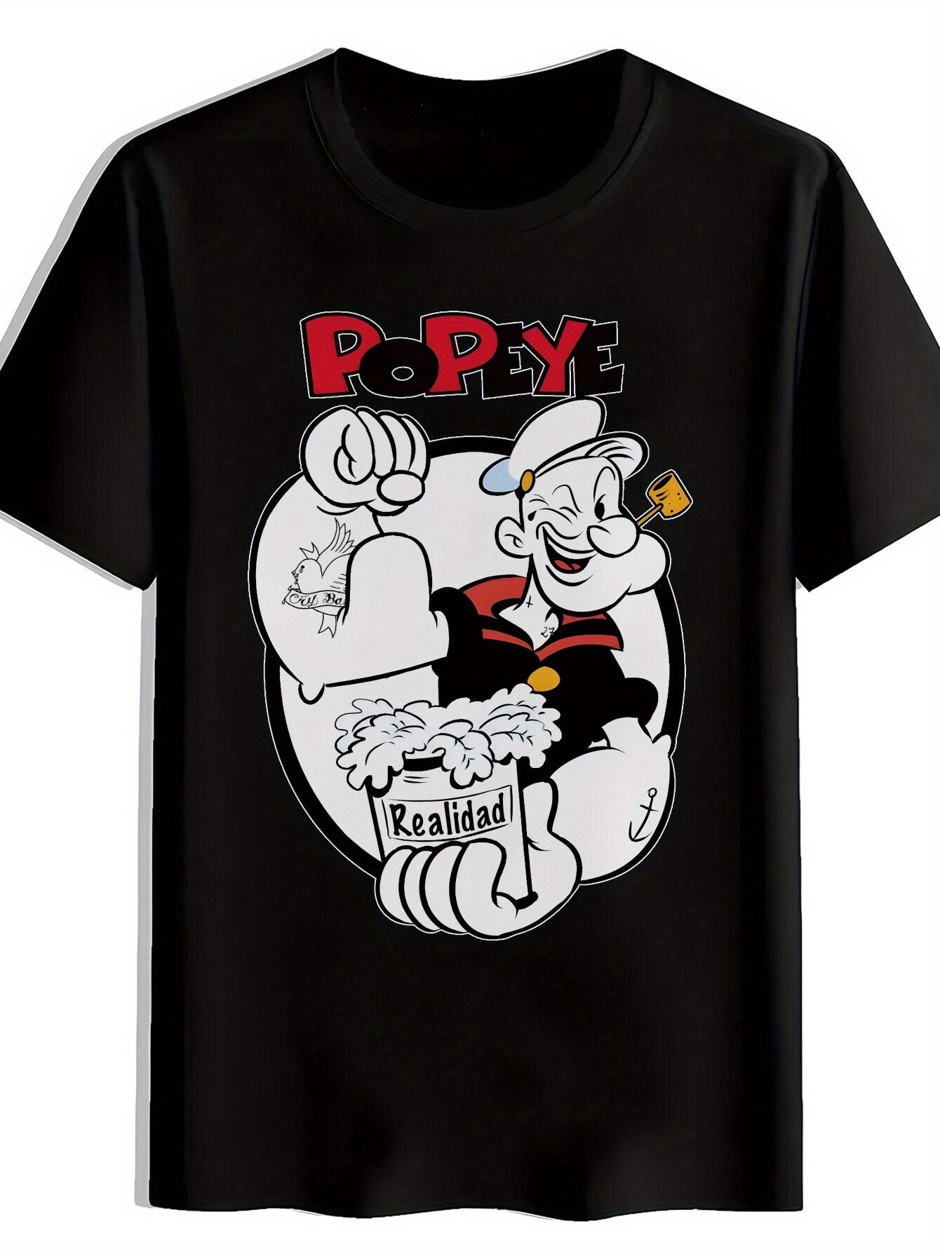 T-shirt Casual Graphic - Popeye Cartoon Character Print XS