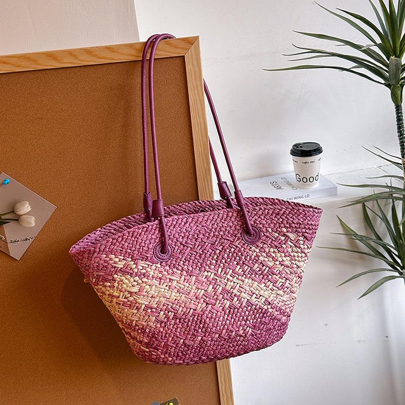 Casual Rattan Large Capacity Tote Designer Wicker Woven Women Handbags Summer Beach Bali Straw Bag Lady Travel Big Basket Purse