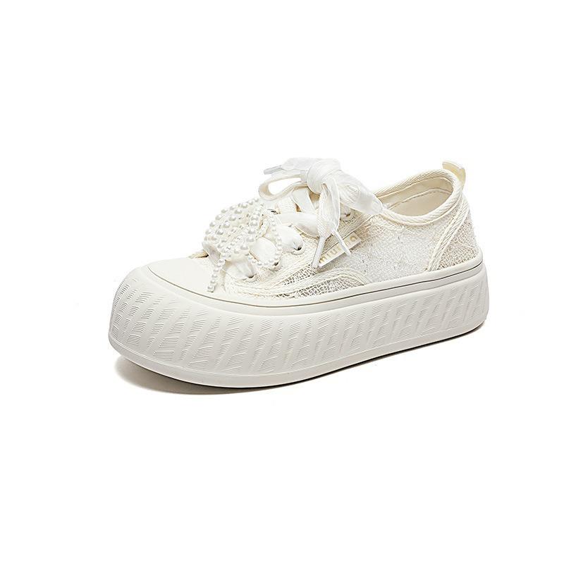 

Leisure Flat Shoes Luxury Women Lace Slip-On Shoes Summer New Platform Hot Low-Top Small White Shoes Ladies Lace-up Sneakers2025 35 белый