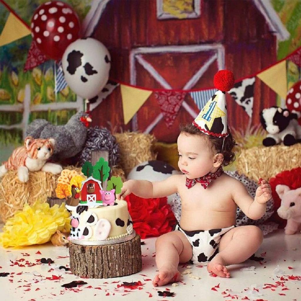 11pcs Farm Animal Cake Decoration Farm Animal Birthday Cake Topper Cow Cake Decoration for Farm Animal Baby Shower Birthday Par