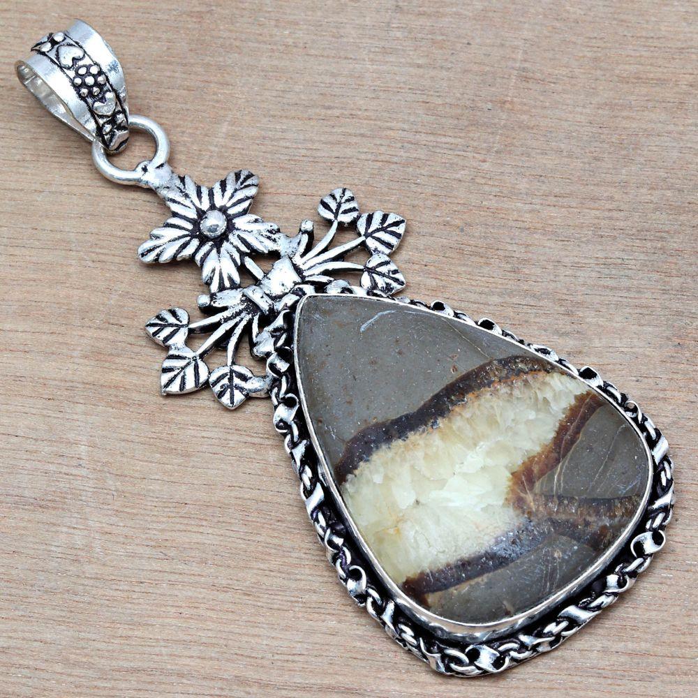Necklace Septerian Jasper Gemstone Handmade Gift For Her Silver Jewelry 3"