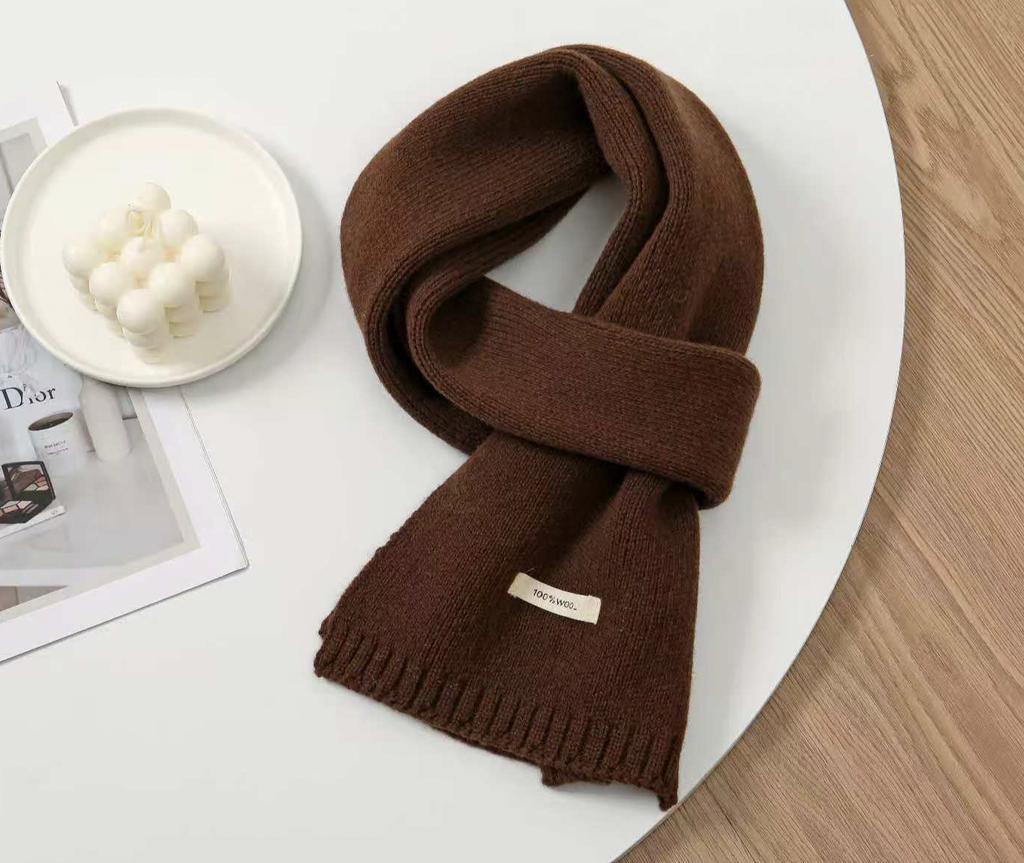 100% Australian Pure Wool Knitted Scarf For Women Men Autumn Winter Cashmere Couple Style Versatile Warm Neck Warmer Scarf