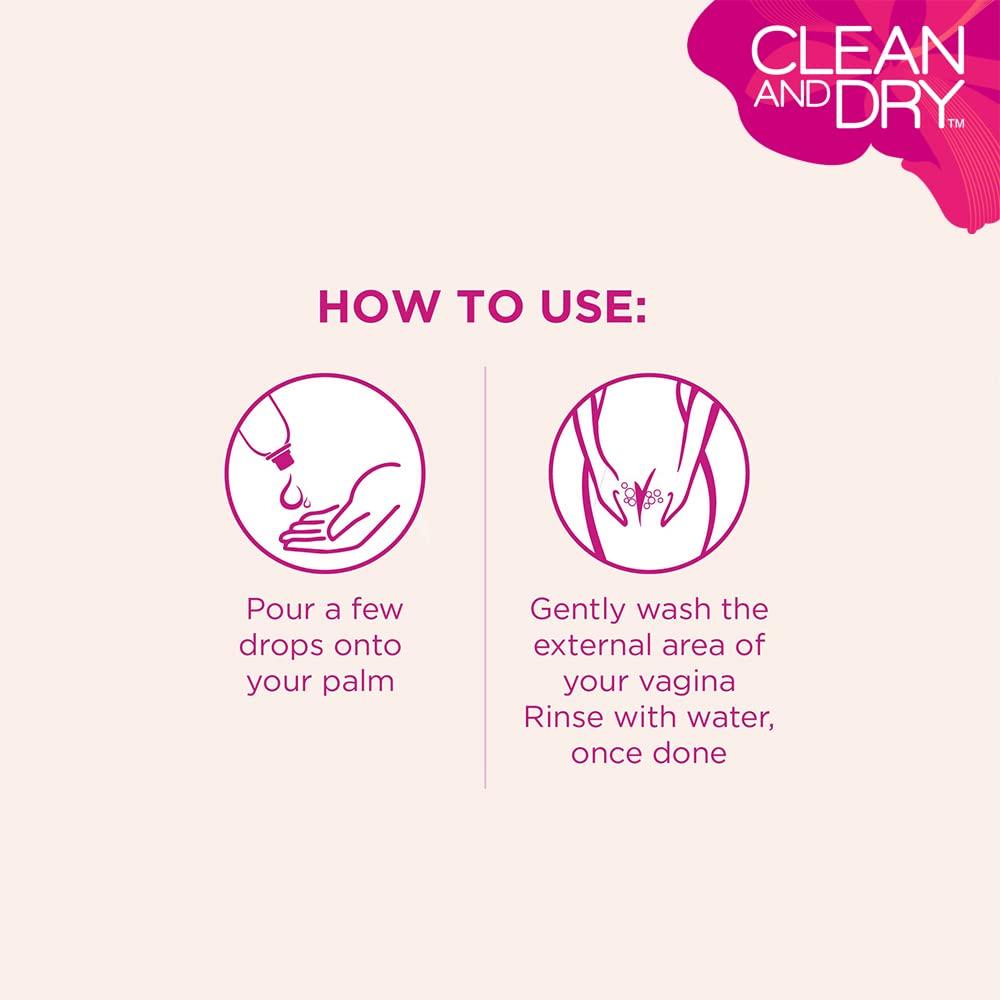 Clean & Dry Daily Intimate Wash For Women Gentle Hygiene Cleanser pH Balanced Vaginal Wash Smoothing Body Care 190ml
